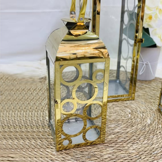 Gold Metal Lantern (Circle Design)